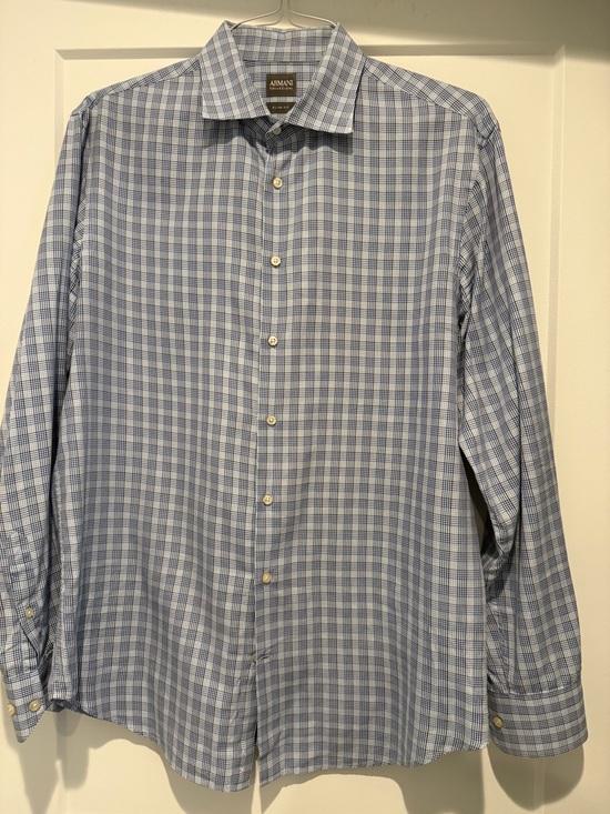 Armani Collezioni Other - Armani Collezioni Blue Checked Dress Shirt